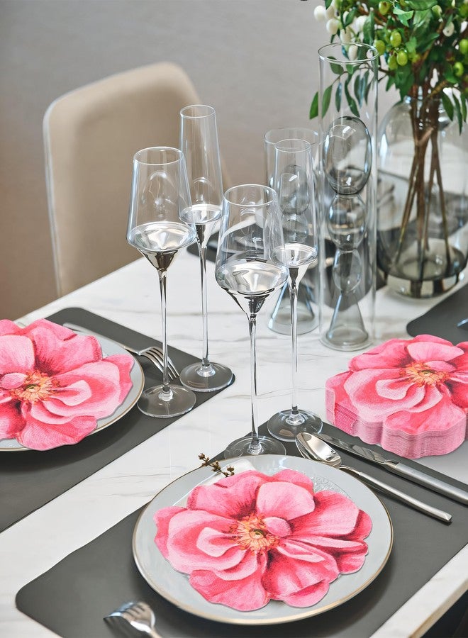 AimFun 100Pcs Flower Paper Napkins Pink Disposable Floral Napkins Christmas Flower Shaped Cocktail Napkins for Valentines Holiday Dinner Tableware Birthday Bridal Baby Shower Party Supplies - Image 5